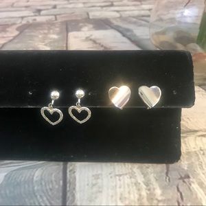3/$20 Vintage Set of 2 Silver Toned Heart Screw Earrings